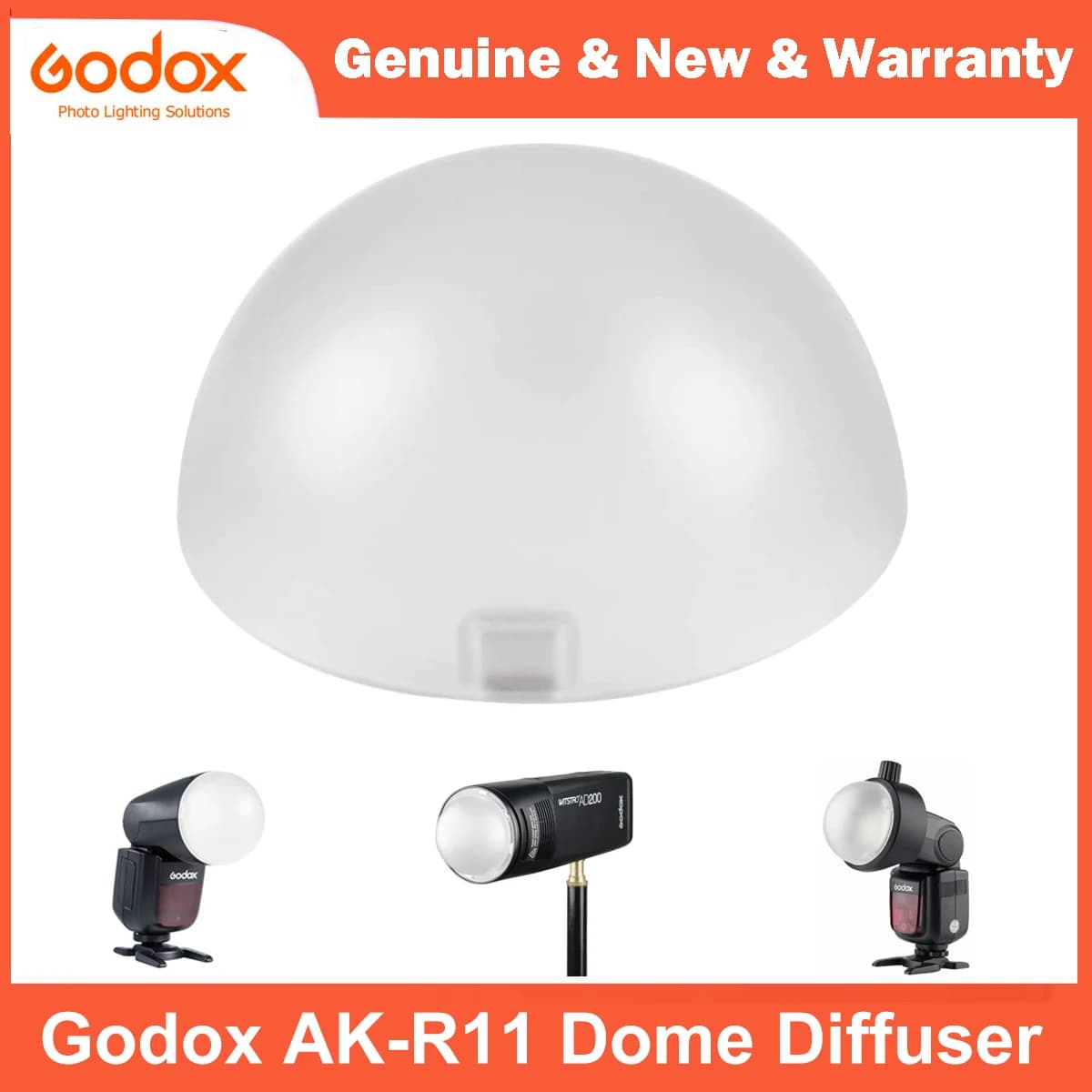Diffusore a cupola Godox per Godox V1 V1Pro V100 Flash a testa tonda e AD200 AD200Pro con serie H200R e V860 V850 TT685 con S-R1