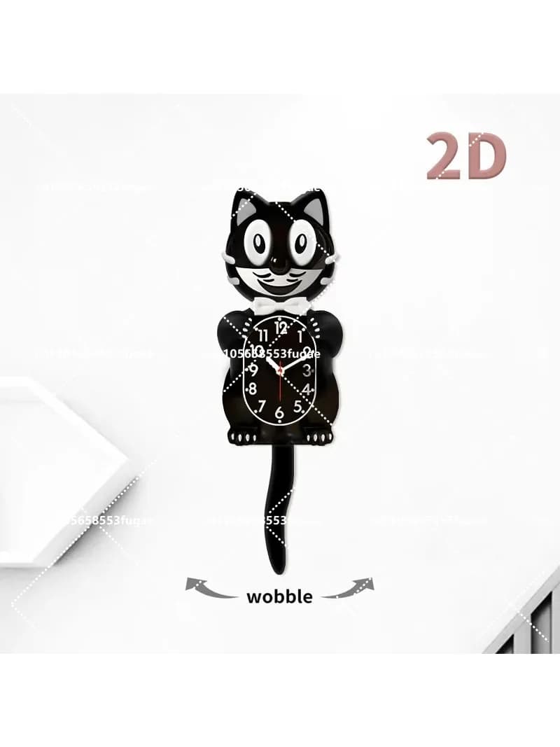 Simpatico Orologio da Parete a Forma di Gatto con Coda che Si Agita - Orologio al Quarzo Creativo e Personalizzato per Arredamento Soggiorno