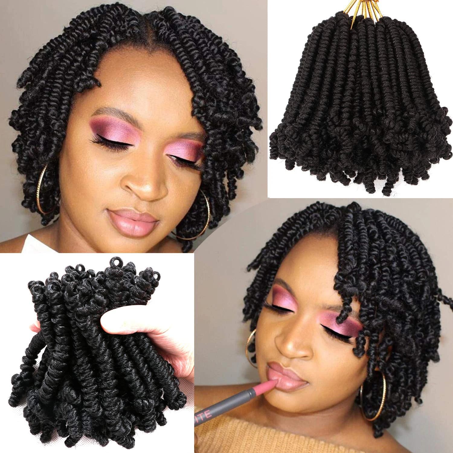 1-7 Packs Short Bob Spring Twist Crochet Hair 6Inch Pretwisted Passion Twist Hair Pre Looped Crochet Braids Hair Synthetic