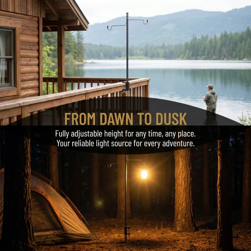 Ultra-light Aluminum Alloy 4-Section Folding Light Stand Portable Outdoor Camping Desktop Lamp Pole Bracket Hanger