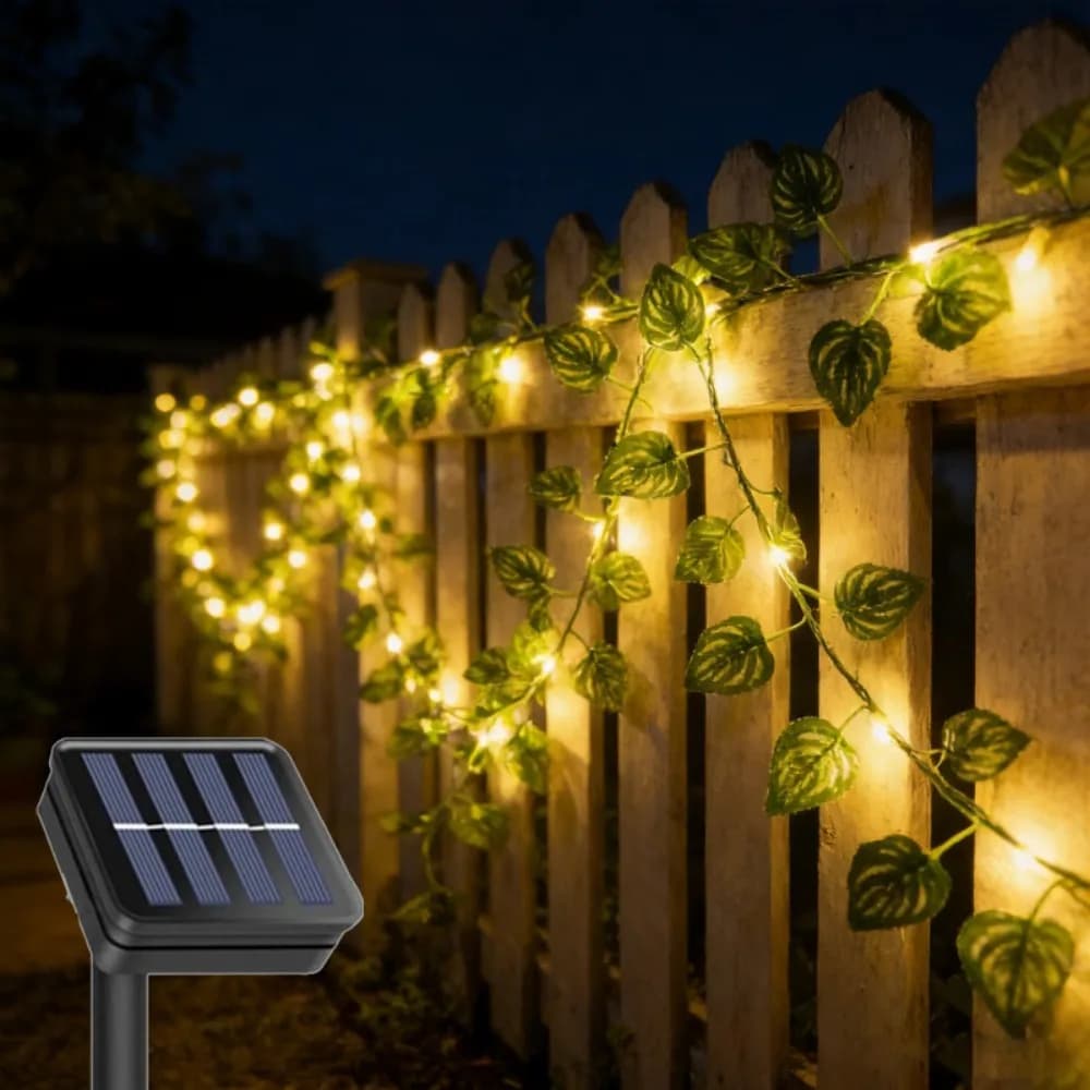 Luci Solari a Forma di Foglia di Anguria 20/50/100 LED, Ghirlanda Natalizia per Esterni, Giardino, Stanza, Tenda, Decorazione per Matrimoni e Feste