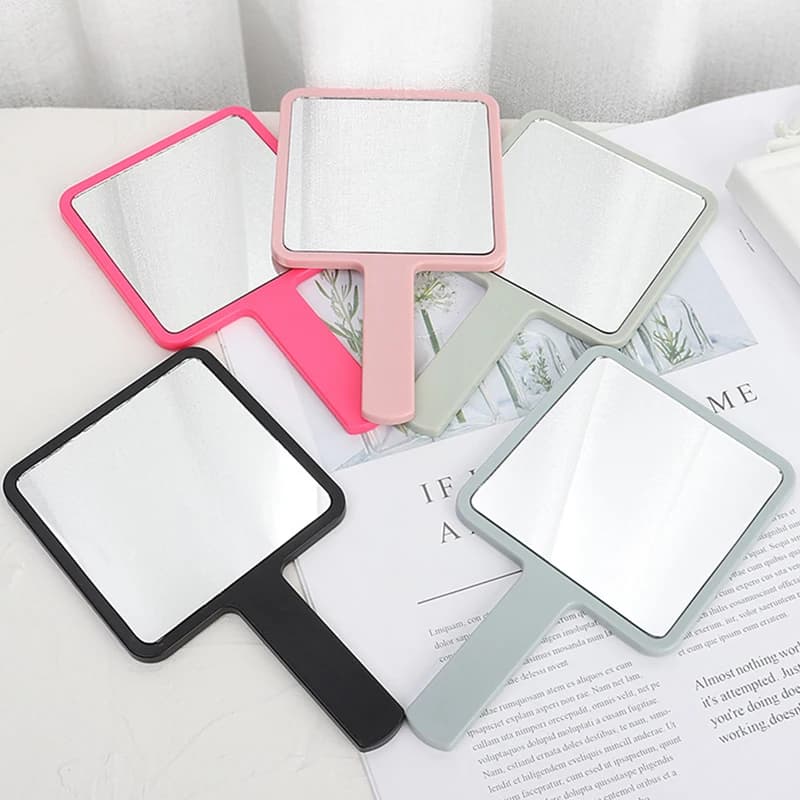 Specchio per Trucco Portatile con Manico per Extension Ciglia, Specchio Quadrato da Toeletta, Specchio Compatto per SPA e Salone