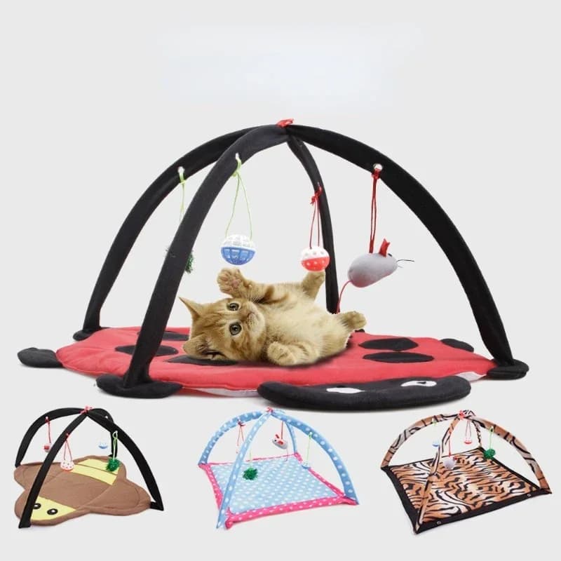 Giocattoli Interattivi per Gatti, Tenda Portatile per Gatti, Divertente Lettino Gioco per Animali Domestici, Tappetino per Gatti, Coperta, Casetta Pieghevole con Palla Rotolante, Tende per Gattini