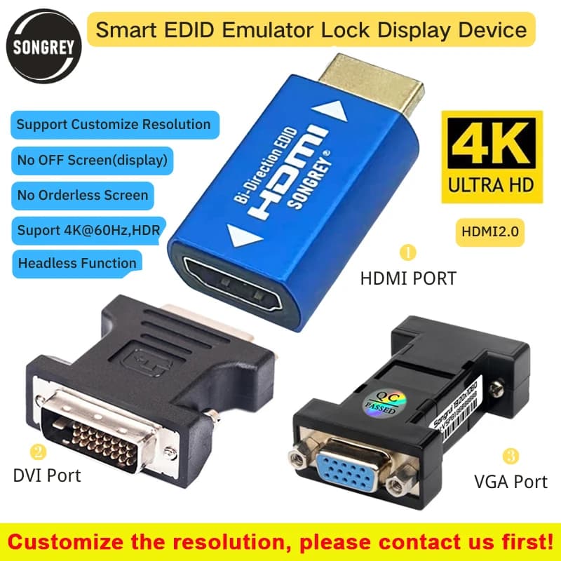 Emulator SRhonyra HDMI EDID Plug with virtual display up to 4K for extender/switch KVM/AV/splitter video/Xbox