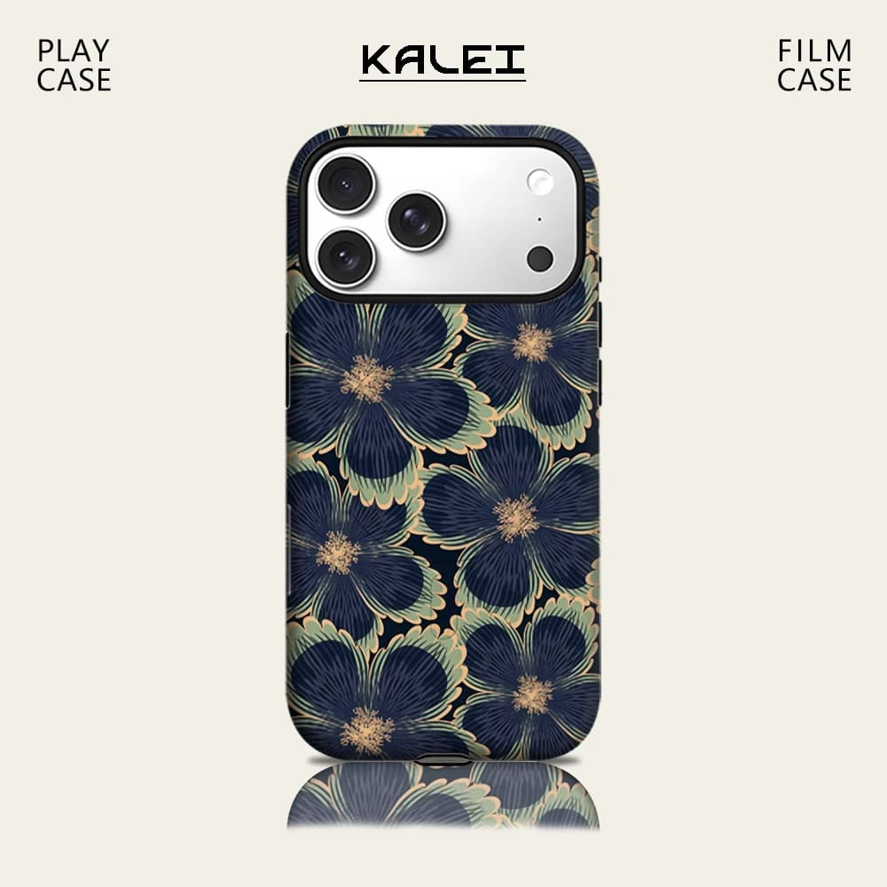 Custodia per iPhone Midnight Bloom per modelli 17, 16, 15, 14, 13 Pro Max Plus, custodia magnetica robusta a strato singolo/doppio