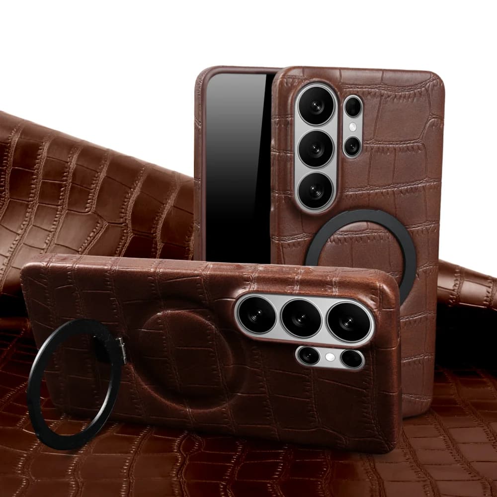 Custodia Magnetica in Pelle con Supporto per Samsung Galaxy S26 Ultra S25 Plus S24 FE S23 S22 S21 Cover Posteriore Funda Coque Capa