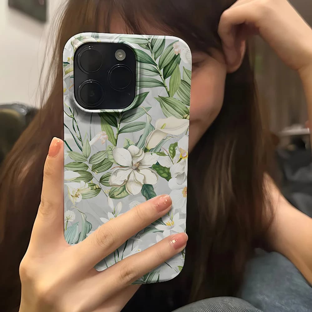 Lily Calla Floral Green Leaf Phone Case for iPhone 17 16 15 14 13 12 11 Air Pro Max X XS XR XSMax 7 8 Plus Glossy Film Hard PC
