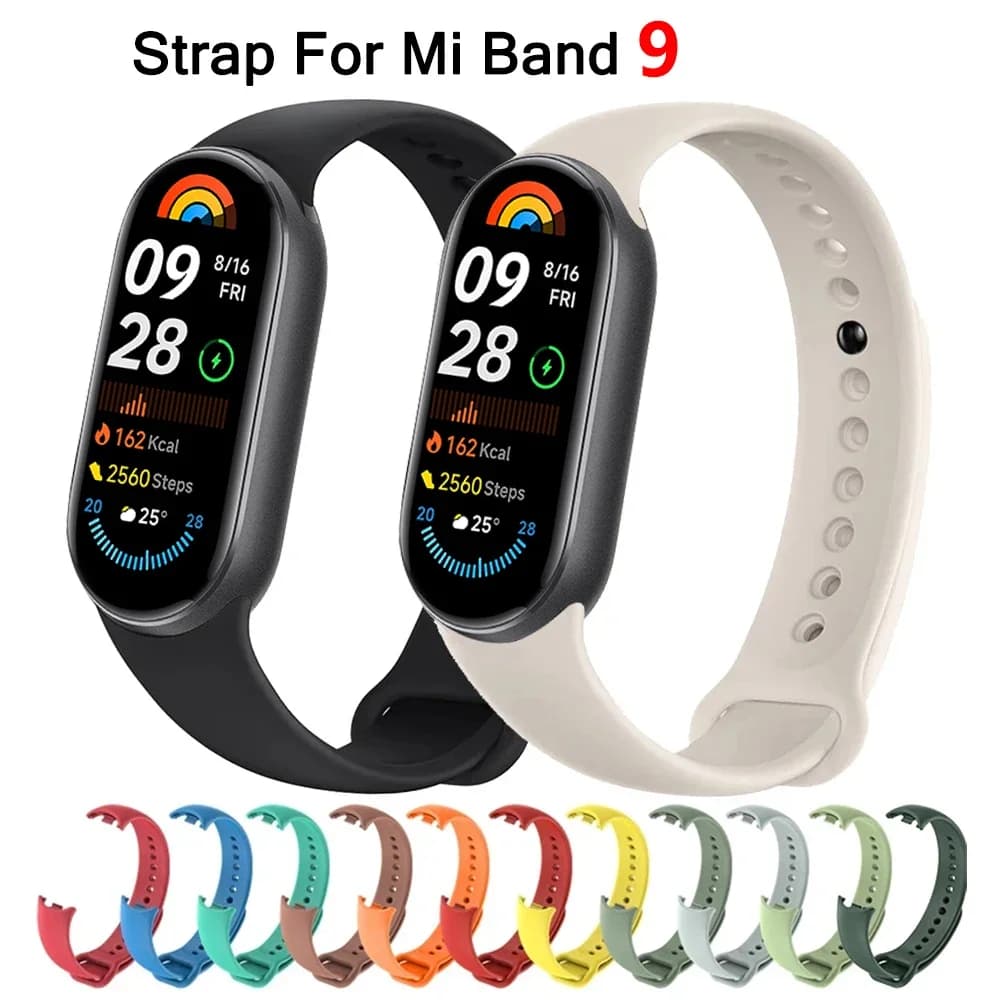 Cinturino in silicone per Mi band 9 Miband 8 Bracciale Cintura sportiva Sostituzione Smartwatch Bracciale da polso Cinturino Xiaomi mi band 9 cinturino