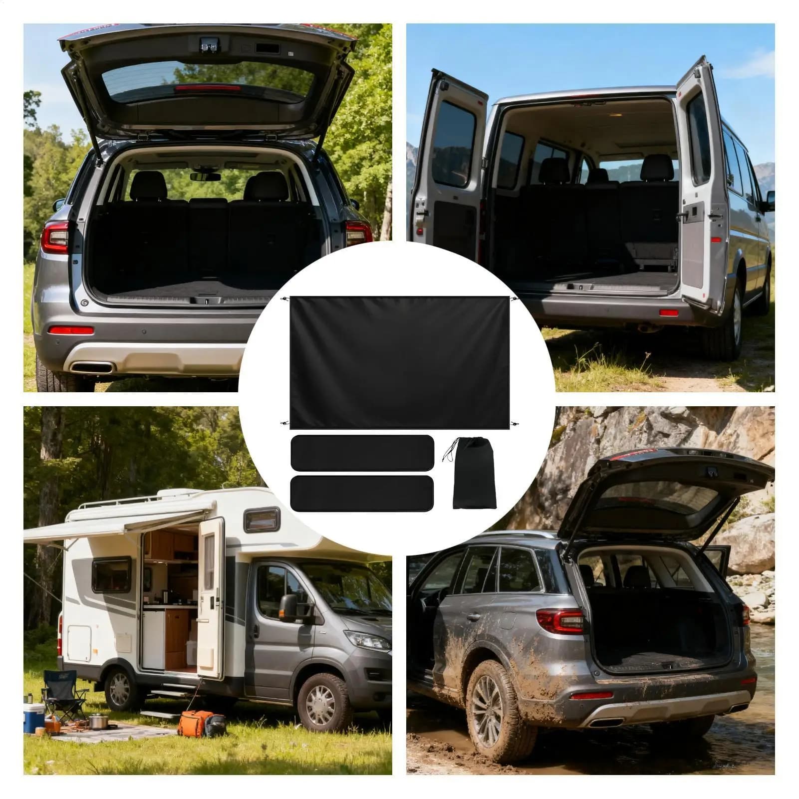 Tende per la privacy per auto, per doccia, grandi, regolabili, in tessuto impermeabile con corda magnetica, accessori per camper e furgoni, per camion e uso esterno