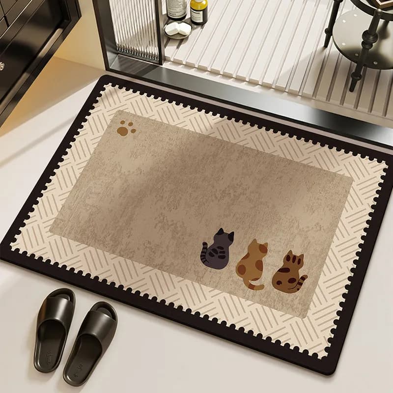 VIKAMA Minimalist Ins Style Marble Anti Slip Bath Mat Bathroom Shower Room Water Absorption Quick Drying Carpet Bathroom Decor