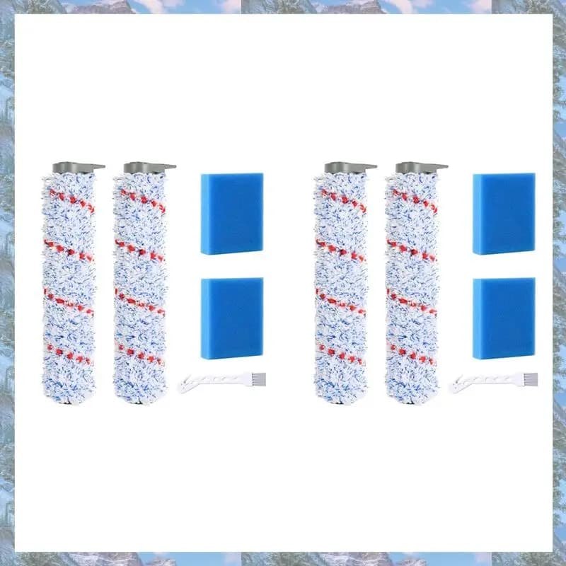 X16A 2025 NEW - Spare brush for wireless vacuum cleaner Tineco Ifloor Wet Dry, 4 roller brush pack + 4 prefilter foam