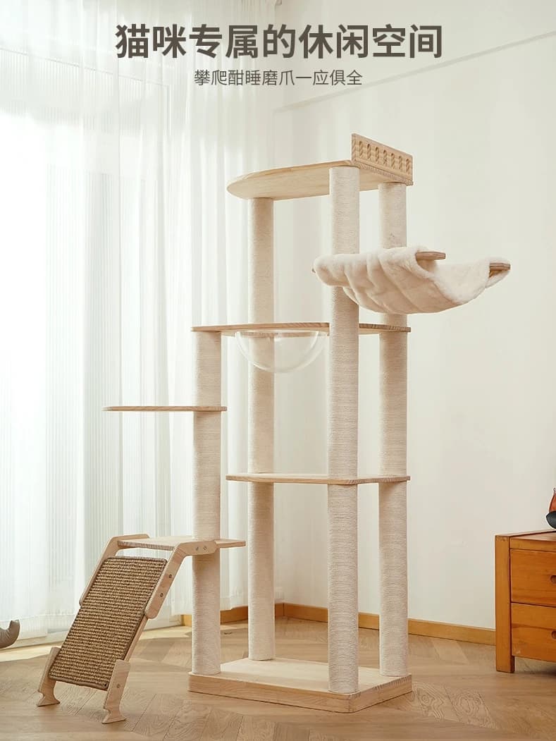 Struttura per arrampicata per gatti, nido, piattaforma per saltare, gabbia per gatti, legno massello, grande sisal, grande gatto, casa speciale del Maine