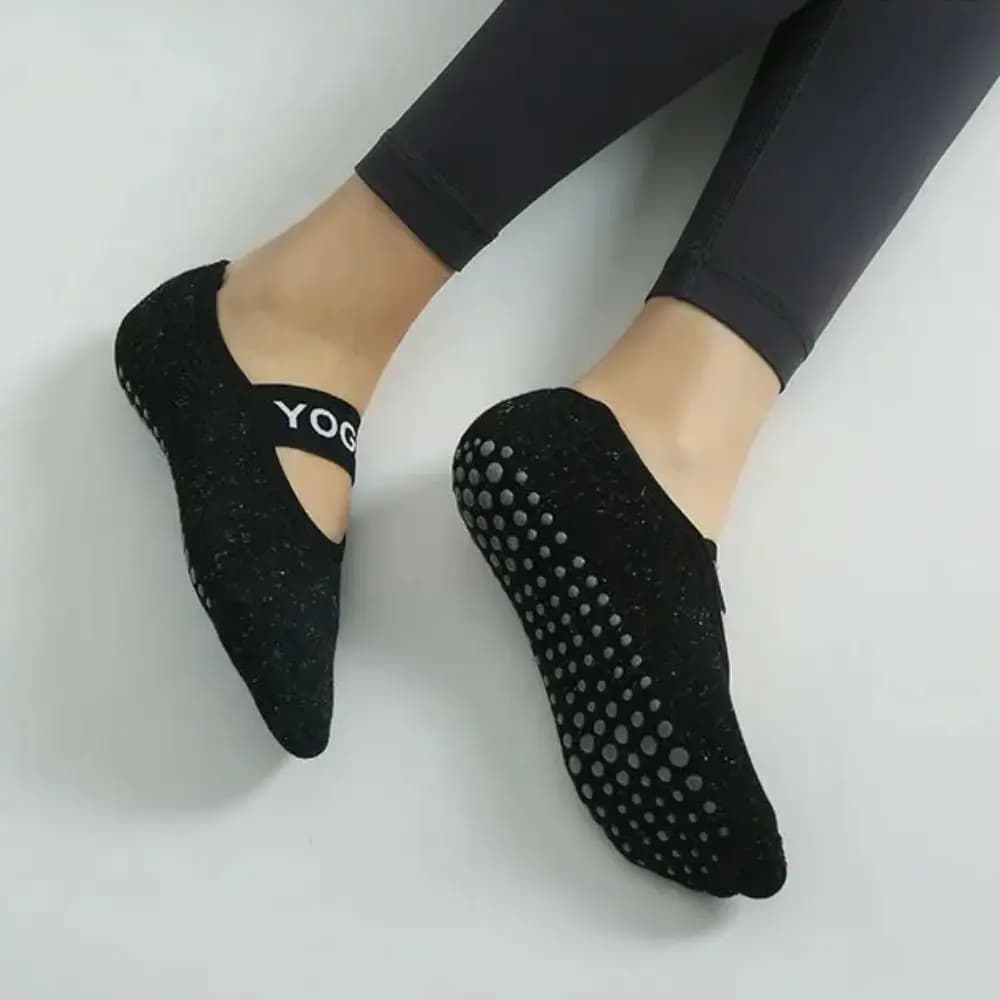 Calzini da yoga professionali resistenti, in morbido cotone, traspiranti ed elastici, per pilates e fitness, per donna.