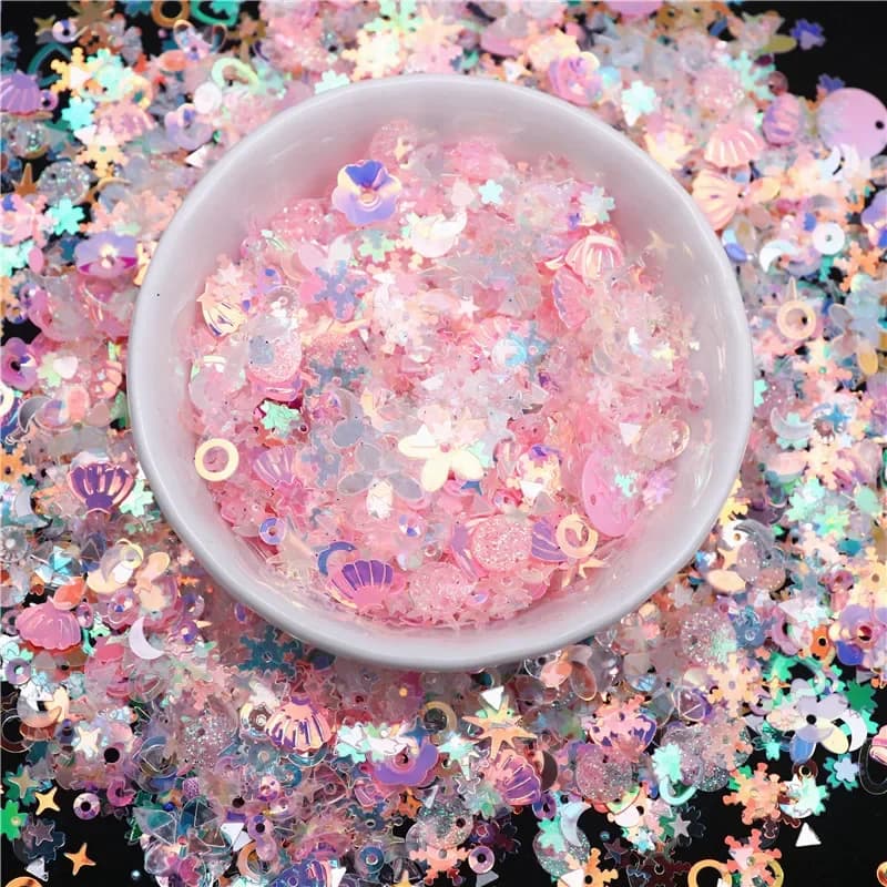 20g Paillettes rosa trasparenti Paillettes sciolte in PVC Paillettes Glitter fiore per Nail Art Manicure cucito decorazioni di nozze coriandoli
