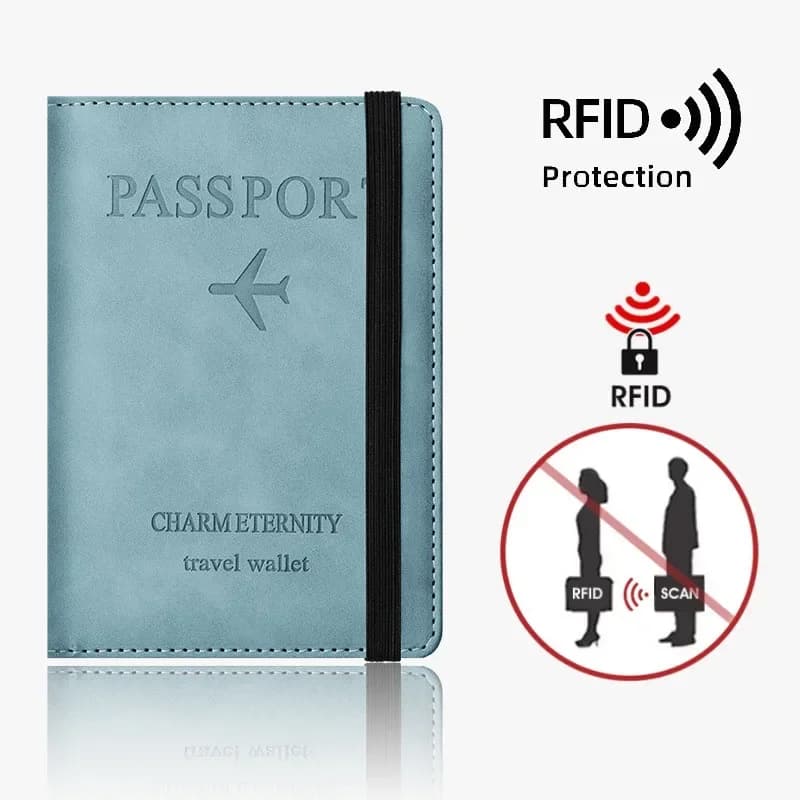 Custodia Protettiva Leggera per Passaporto con Blocco RFID, Portafoglio da Viaggio in Pelle PU per Carte, Accessorio Unisex per Uomini e Donne