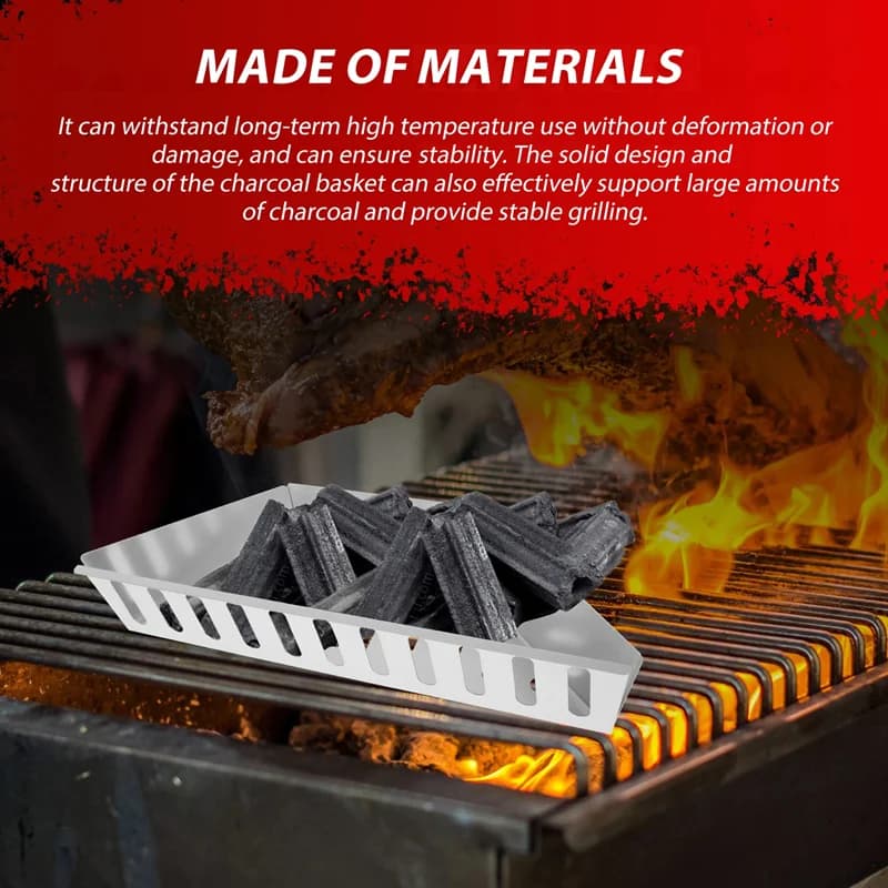 2 Pcs Charcoal Baskets Steel Charcoal Basket Holder Heavy Duty Bbq Grilling Charcoal Holder Heat Resistant Charcoal Fuel Holder