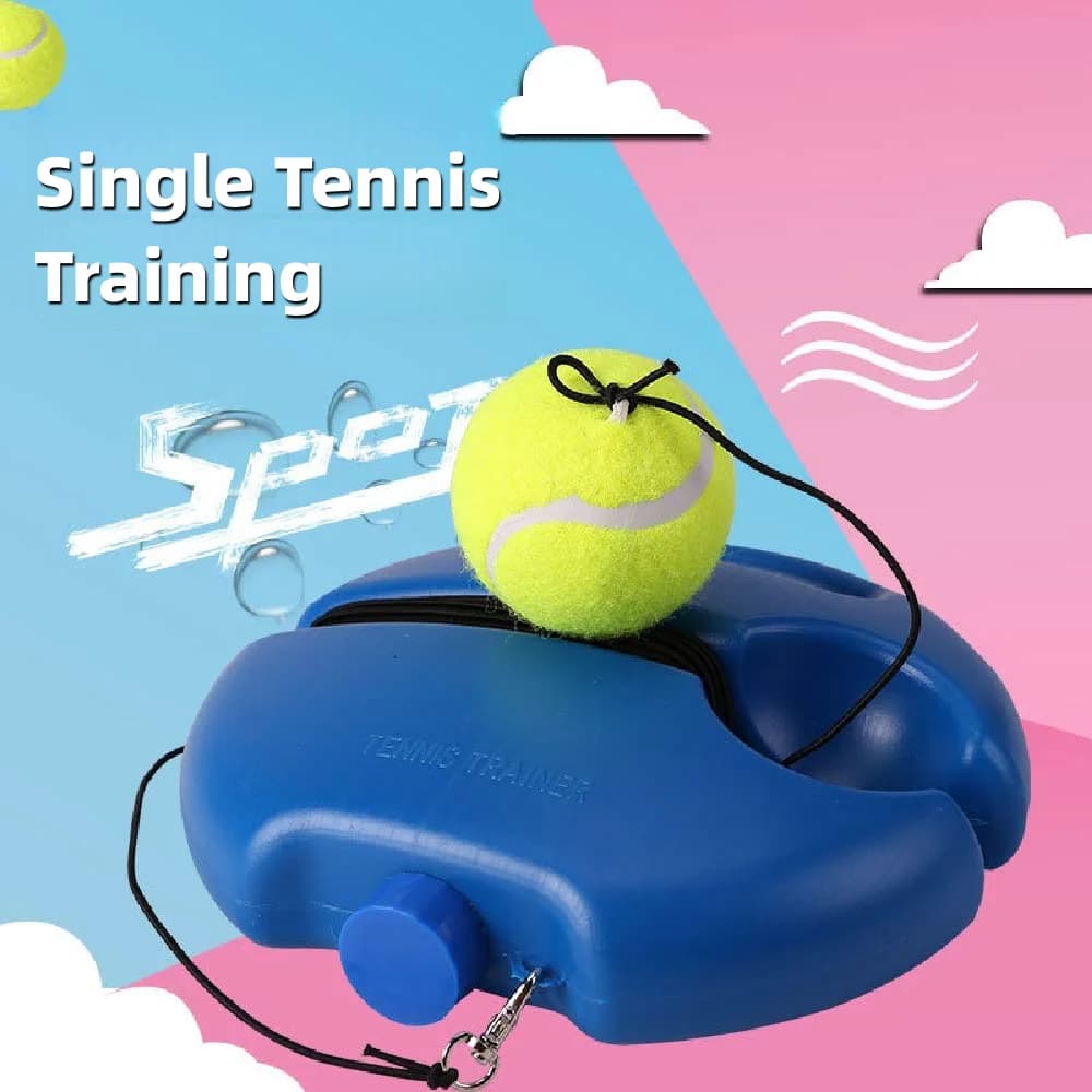 Kit da allenamento per tennis solista Palla da rimbalzo con corda elastica lunga Attrezzatura da allenamento per tennis antiscivolo Base regolabile per principianti