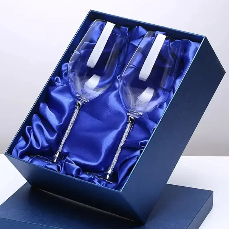 Set Bicchiere Champagne per Matrimonio, Bicchieri Flauto con Strass, Decorazione con Tamponi di Cristallo, Calice per Bevande, Regalo, 350ml, 470ml