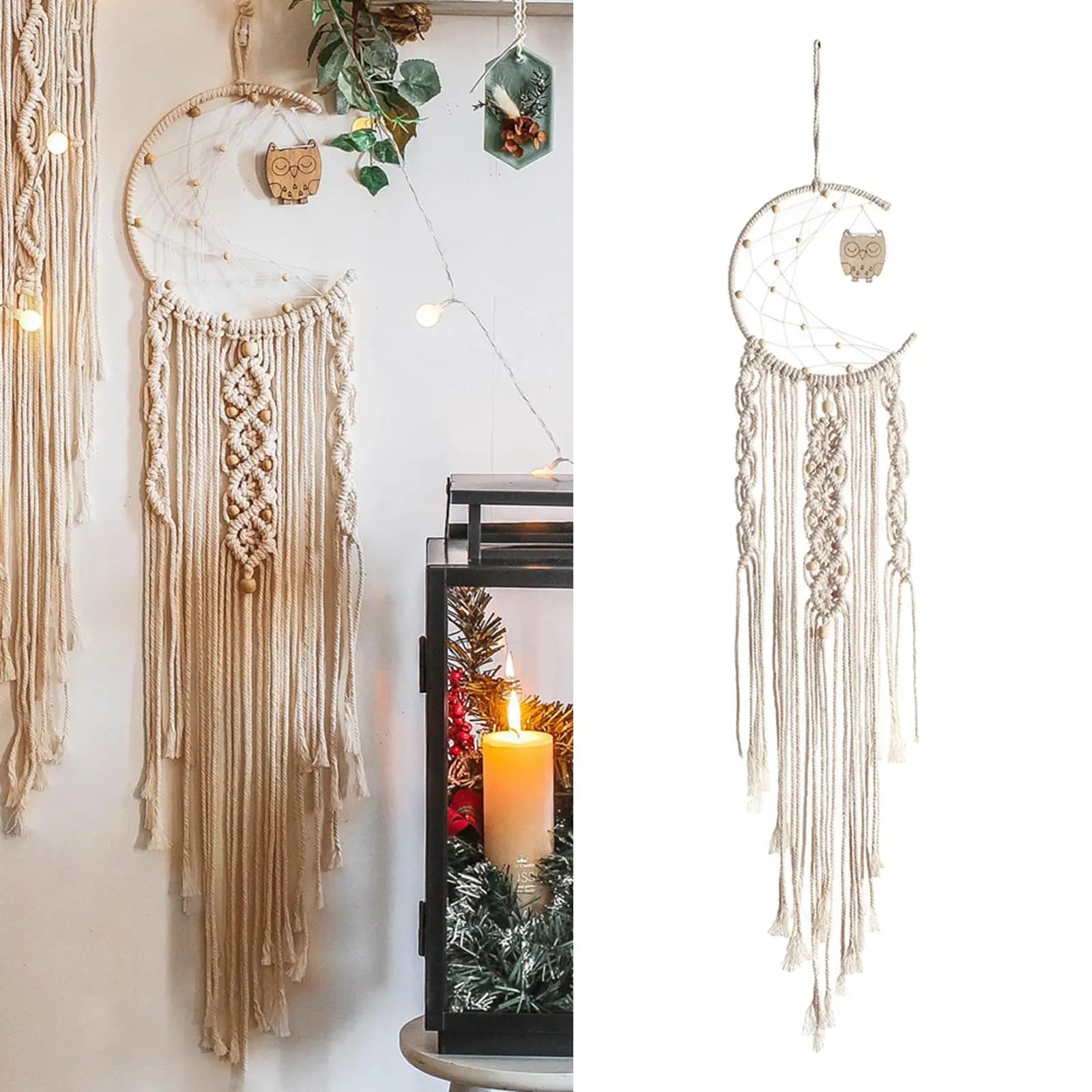 Cotton Woven Macrame Dreamcatcher Material Fringe Bohemian Handwoven