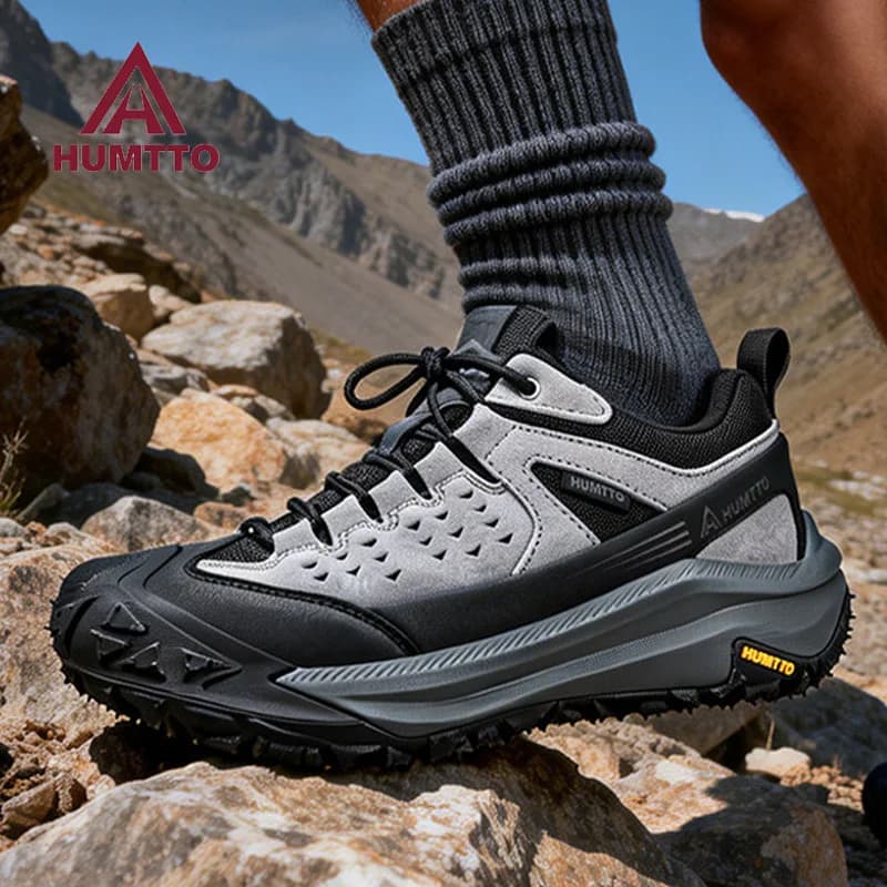 HUMTTO cowhide hiking shoes men trekking sneakers non-slip Casual shoes hunting boots outdoor sports lightweight Tactical boots