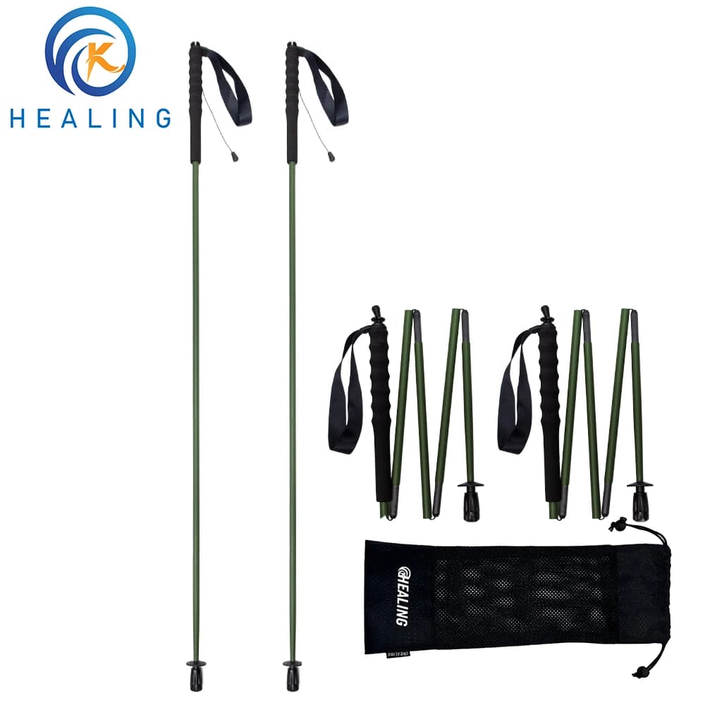 Bastone da trekking pieghevole in 5 sezioni, ultraleggero, 100% fibra di carbonio, 115 g, bastone da trekking per viaggi all'aperto, bastoni da passeggio