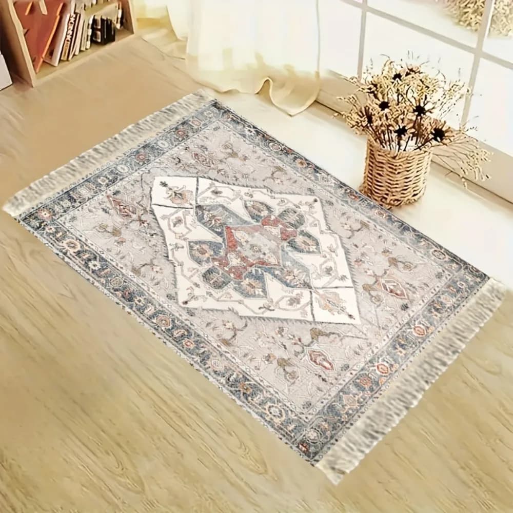 Tappeto da Preghiera VIKAMA Bohemien Vintage di Lusso Lavabile da Viaggio, Tappetino Musulmano Pieghevole Leggero per Regalo Ramadan Eid, Stampa Floreale