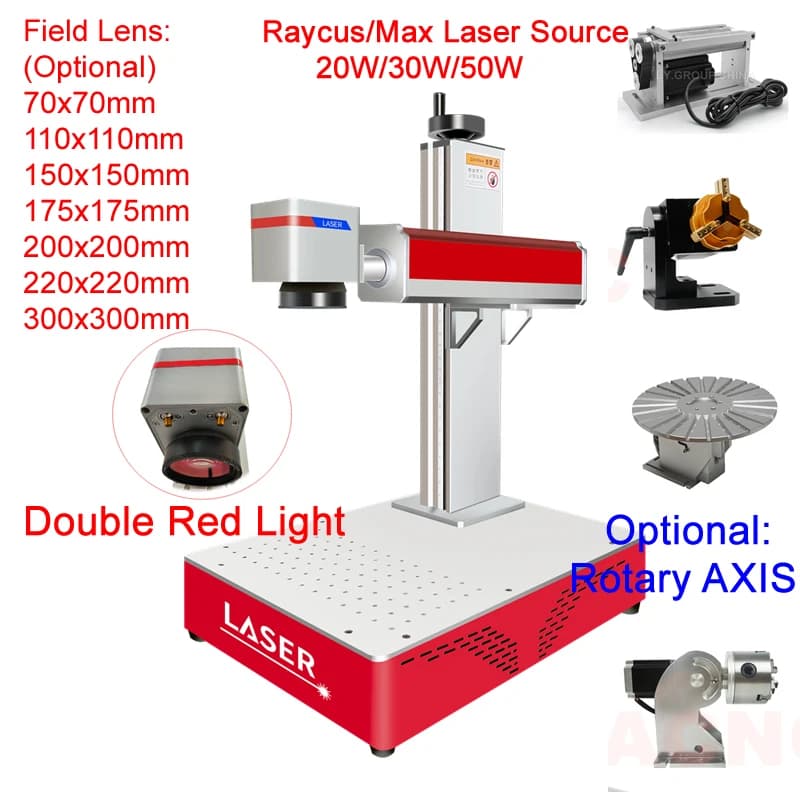 50 W 30 W Raycus Fiber Laser Marking Machine Laser Engraving Plate Metal Cutting for Plastic PVC Stainless Steel