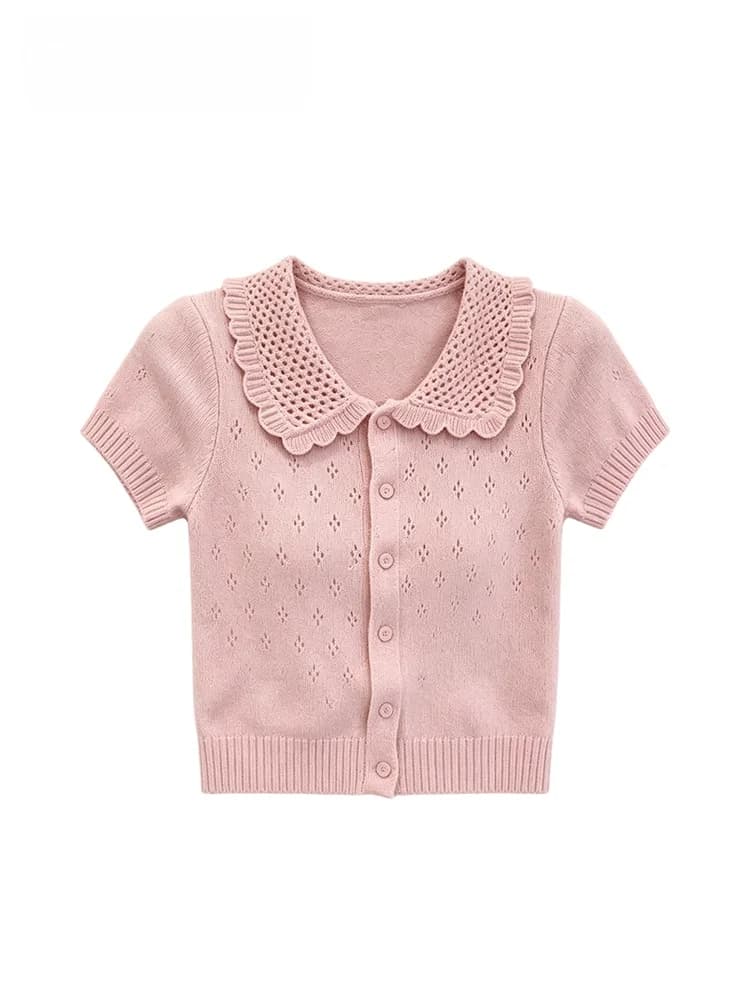 Summer New Style Large Size Women's T-shirt Sweet Style Short Sleeve Baby Doll Collar Loose Fit Age-Defying Trendy Top