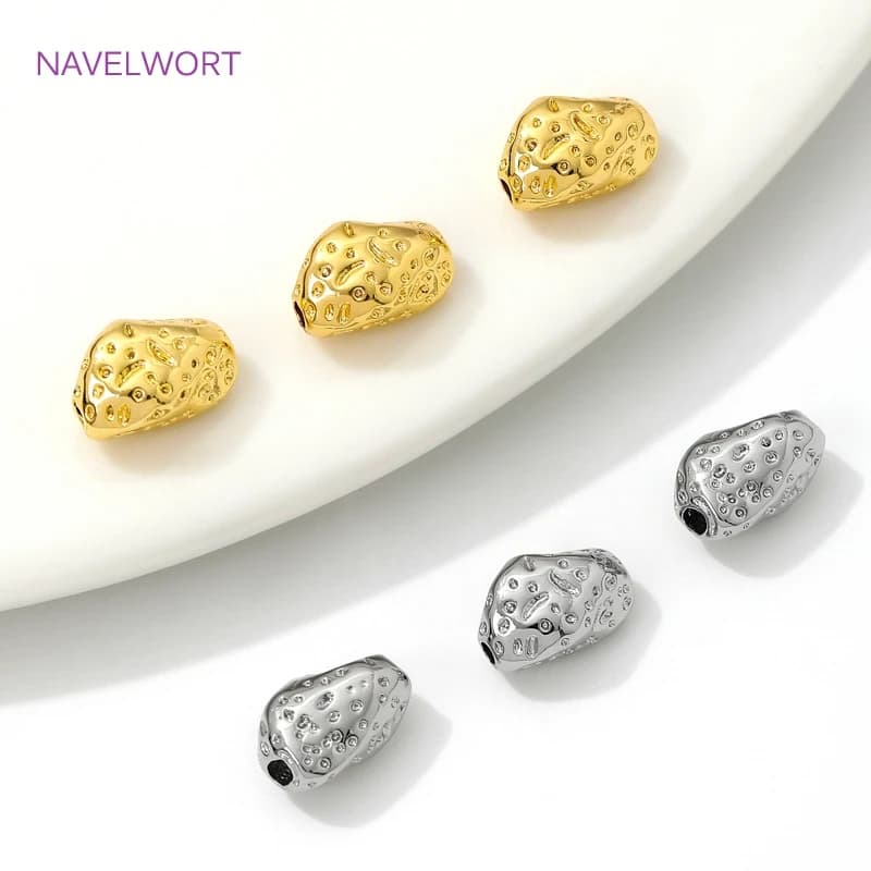 Perline distanziatrici irregolari placcate oro 18 carati, separatori per perline, per la creazione di gioielli, accessori fai da te per braccialetti.