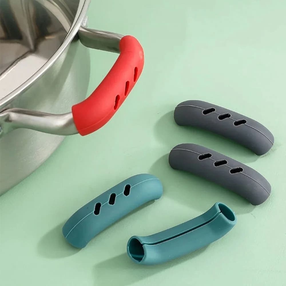 2Pcs Silicone Pan Handle Cover Heat Insulation Pot Ear Clip Non Slip Grip Sleeve for Frying Cast Iron Skillet Kitchen Tools