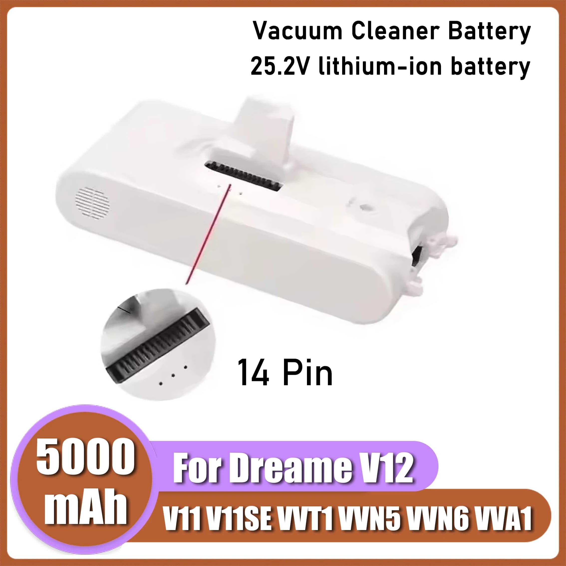 For Xiaomi DreameV11/V12 series vacuum cleaners V11SE/V12pro/VVT1/VVN6/VVA1/VVN5 25.2V 5000mAh lithium-ion battery replacement