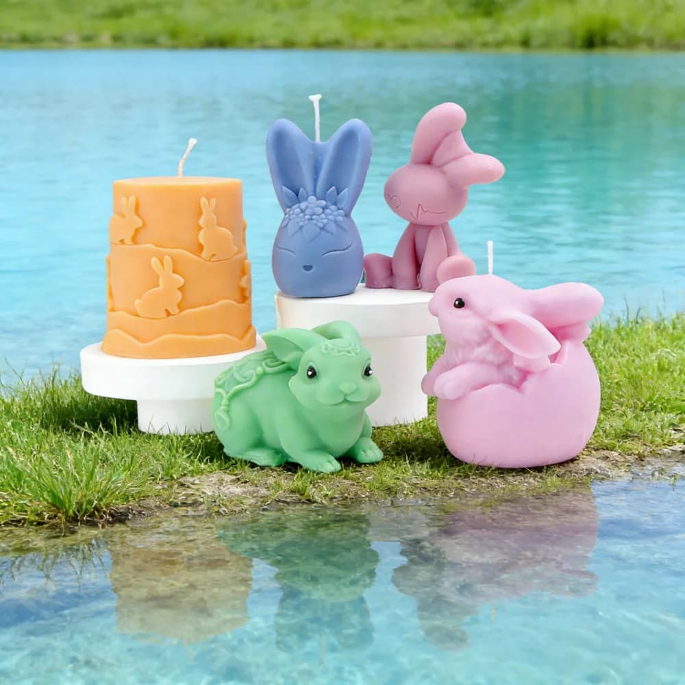 Nuovo coniglio pasquale Forma di guscio d'uovo di Pasqua Stampo per candele in silicone Coniglietto fai da te Animale Sapone Strumento per colata di resina epossidica di cristallo Regali di Pasqua
