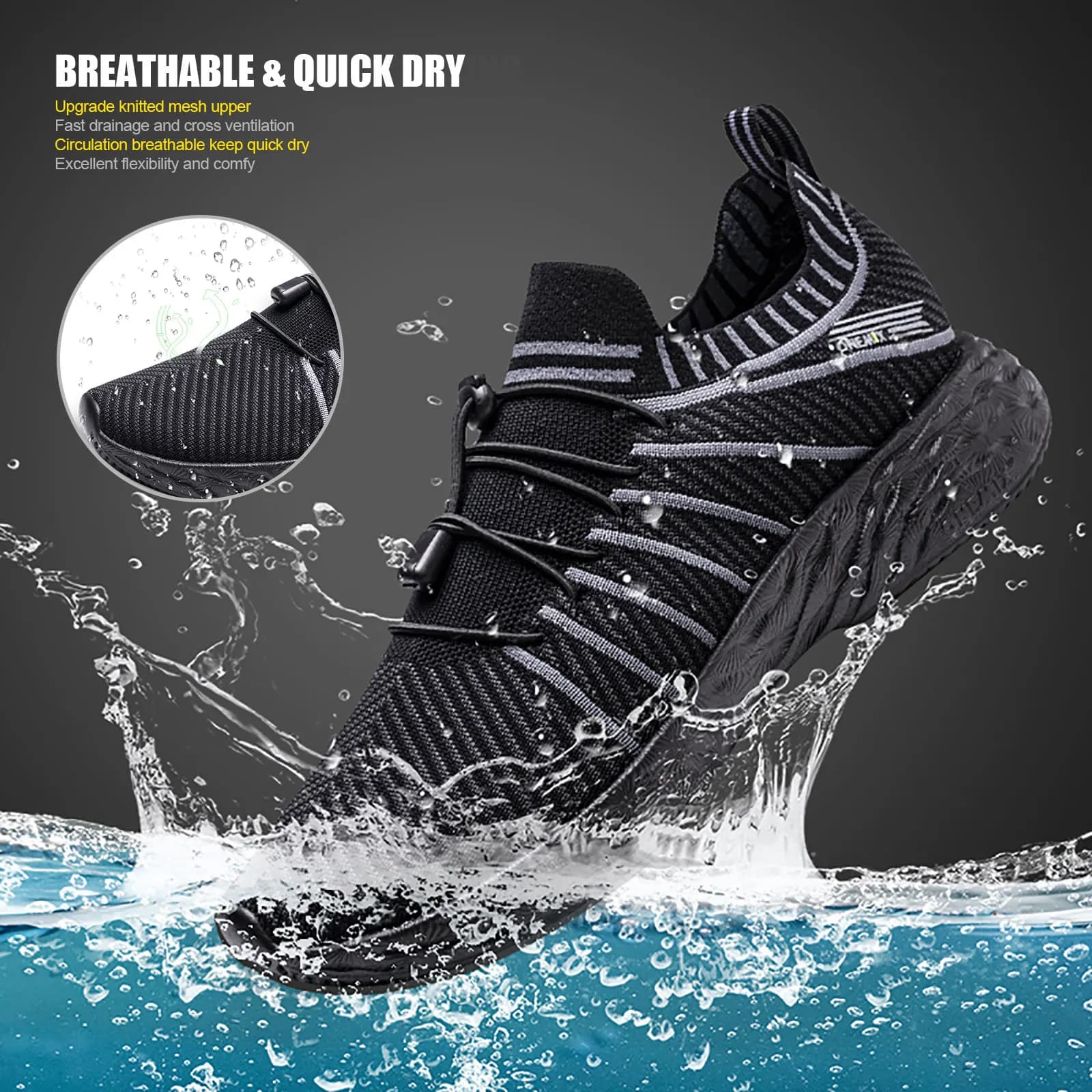 ONEMIX Nuove scarpe da corsa nere per uomo Sneakers da allenamento traspiranti impermeabili Scarpe sportive da trekking antiscivolo per esterni da uomo
