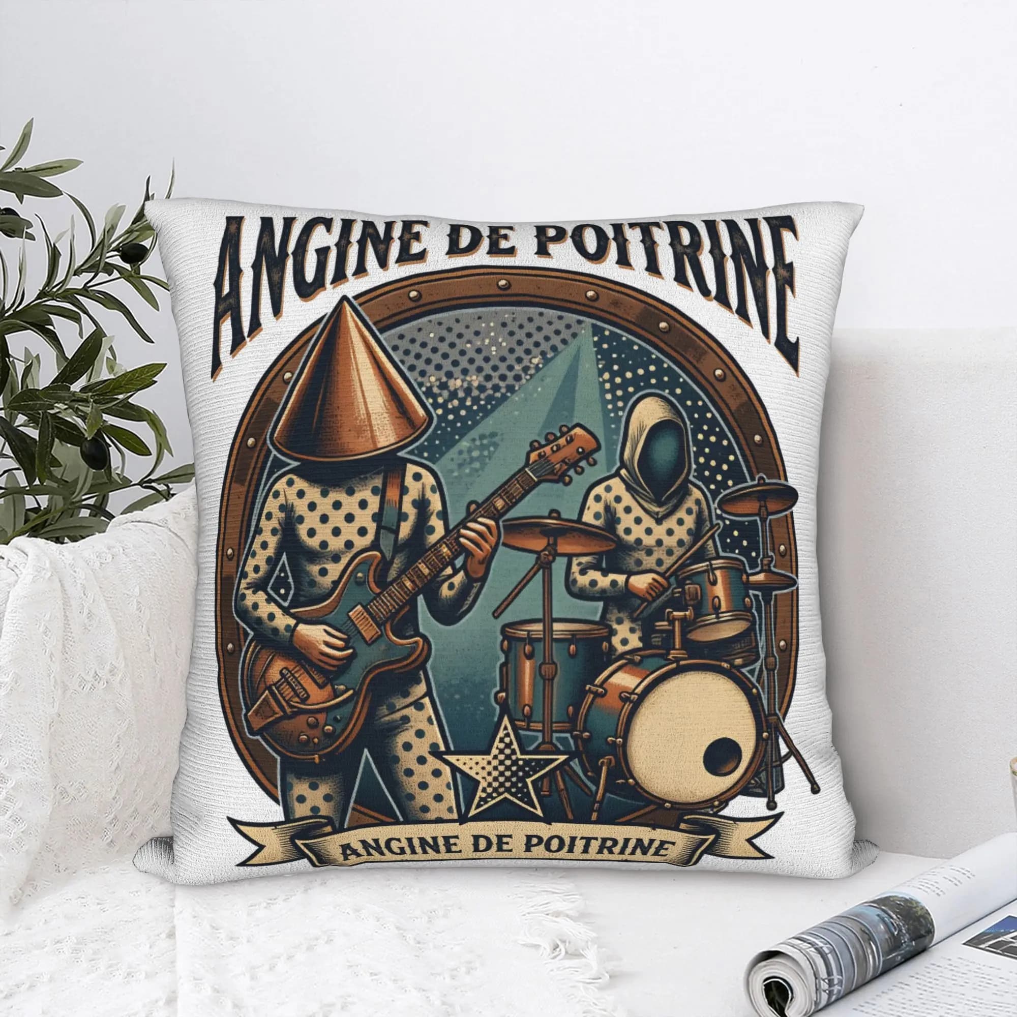 Pillow Cover Band Angine de Poitrine Funny Pillow Case For Sofa Couch Bed Living Room Pillowcases