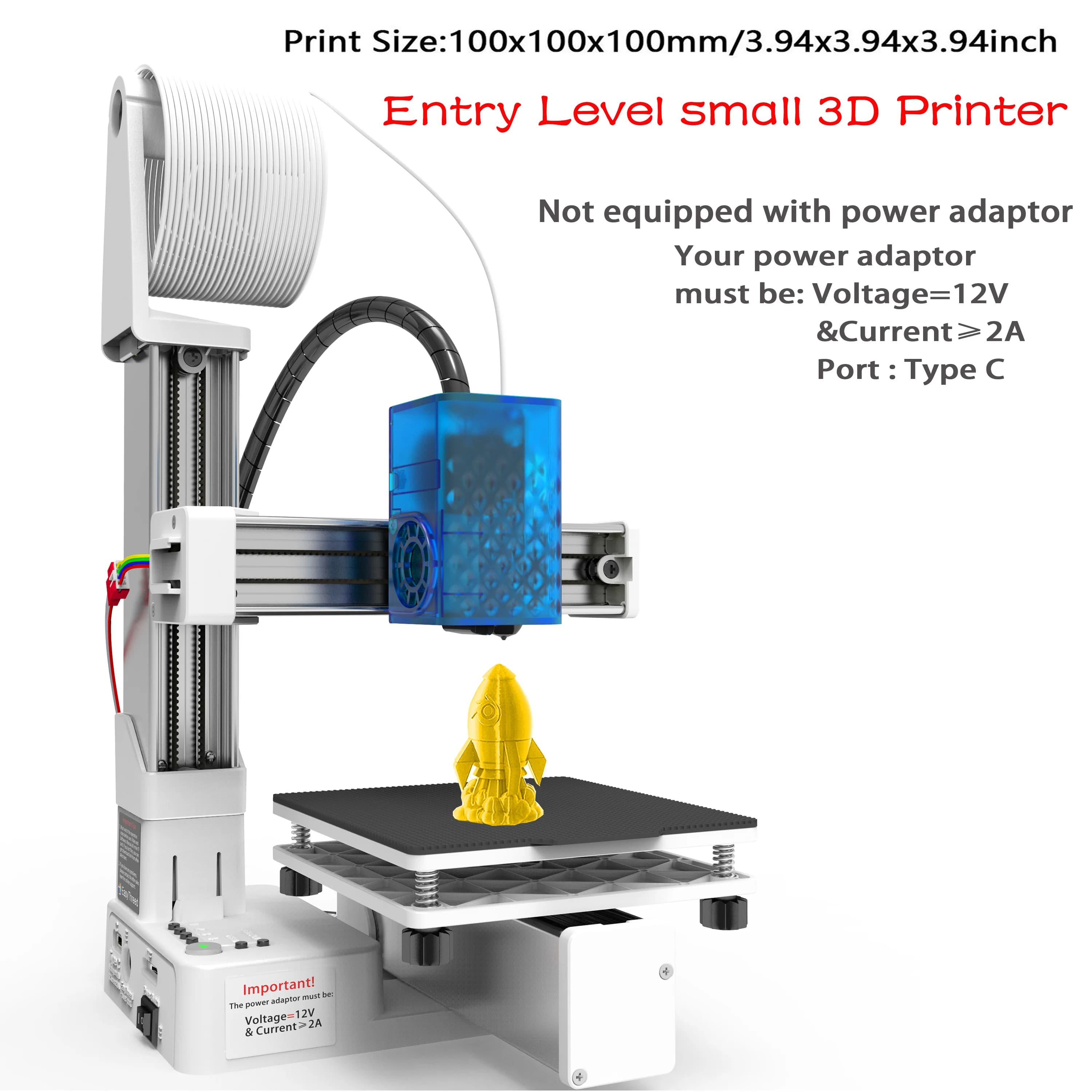 Stampante 3D EasyThreed K10 per Principianti, Livello Base, Solo per Divertimento, Regalo, Compatibile con Filamento PLA TPU 1.75mm, Senza Alimentatore