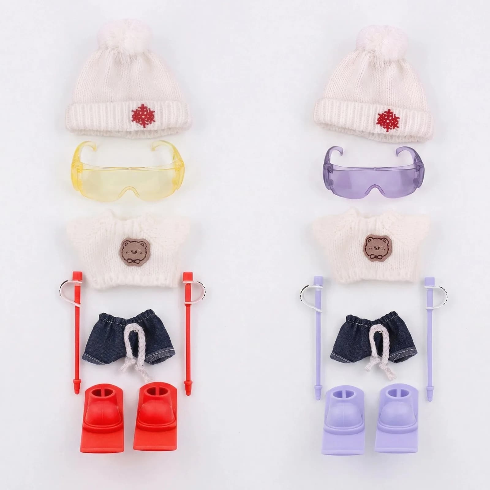 Per accessori per bambole Labubu Occhiali da snowboard Maglioni Cappelli Set da sci per accessori per bambole in peluche da 17 cm, regali festival Ragazza giocattoli fai da te