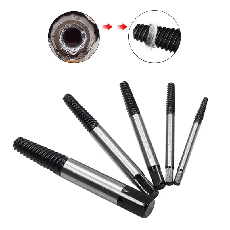 Set of 6 Striped Wire Extractors and Screws with Round Tooth Head, Tap Remove Accessories