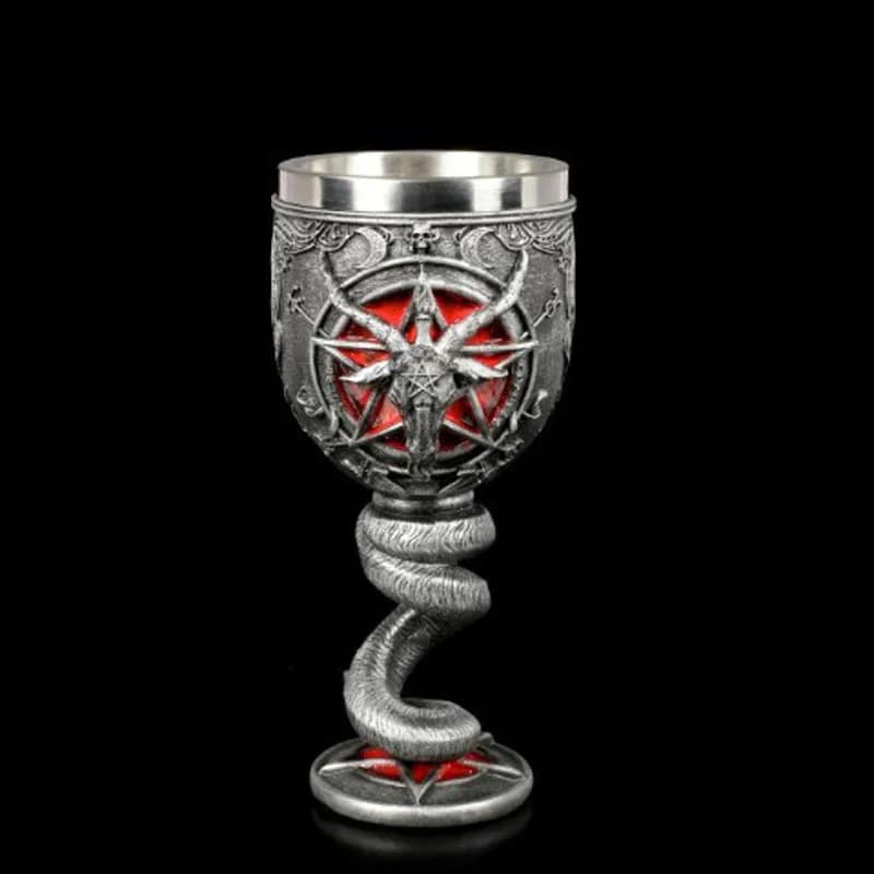 Creativo 3D Pecora Diavolo Corno Calice Resina Acciaio inossidabile Vino Bicchiere da cocktail Halloween Retro Tazza Bere Tazza Regalo per feste