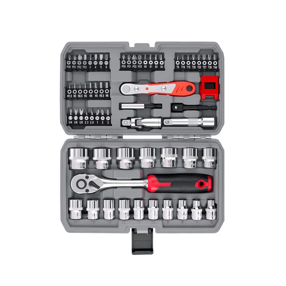 64 pz Chiave a tubo Set di strumenti di riparazione automatica Cacciavite Testa a testa piatta Croce Esagonale Plum Blossom Cacciavite Set di cacciaviti