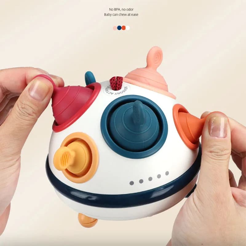 Giocattoli per bambini 6 12 mesi palla sensoriale sonagli per bambini palla per attività Infant Grab Spin sonaglio giocattoli educativi per massaggiagengive in Silicone per bambini