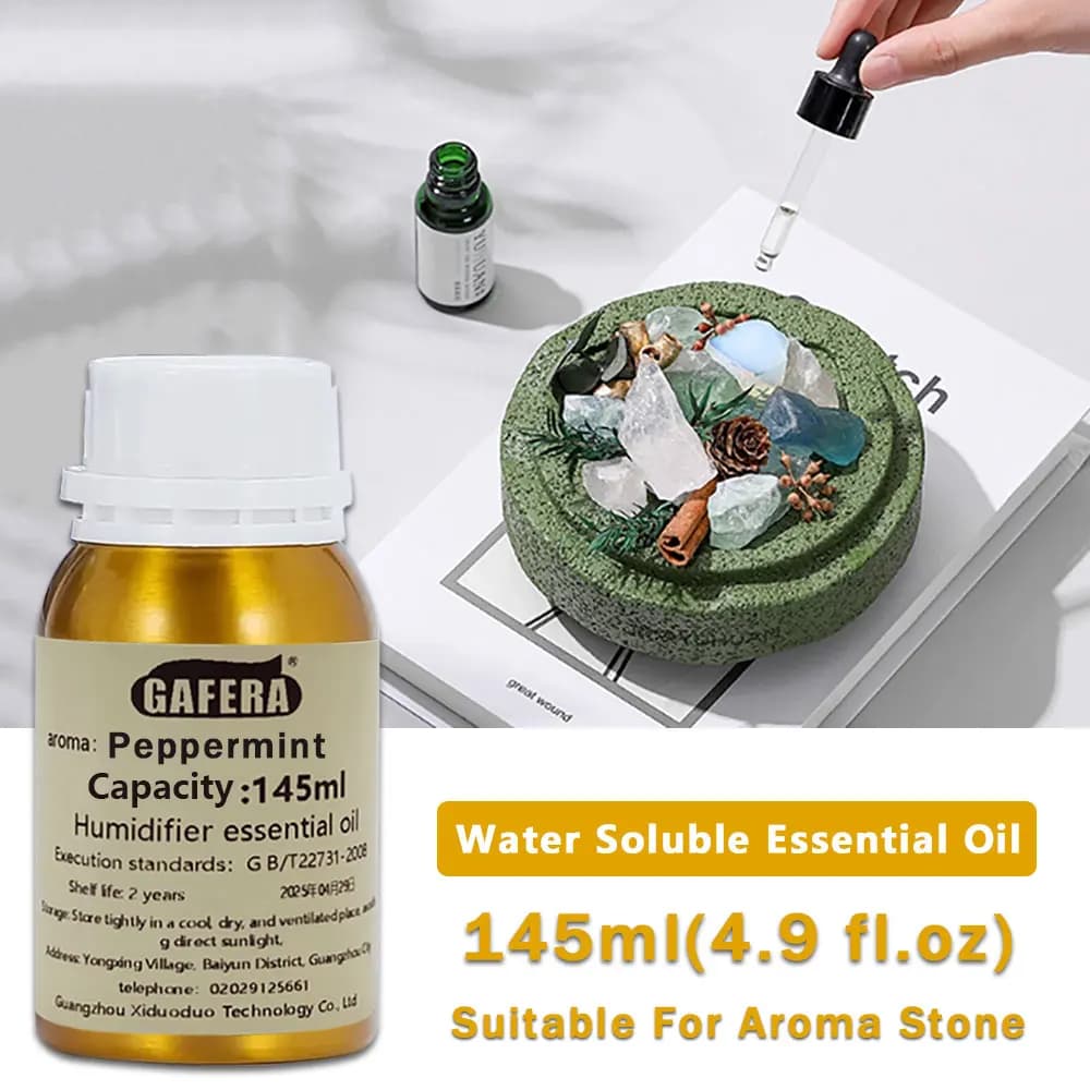 GAFERA 145ml (4.9 fl.oz) Oli Essenziali di Menta Piperita/Limone, Basilico e Agrumi/Eucalipto - Per Pietre Aromatiche, Umidificatori e Diffusori in Legno