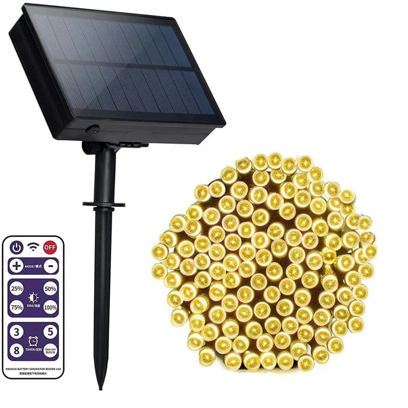 10M 20M 30M 50M Luce solare a led e telecomando senza fili impermeabile Natale Decorazione fata all'aperto Festa di festa