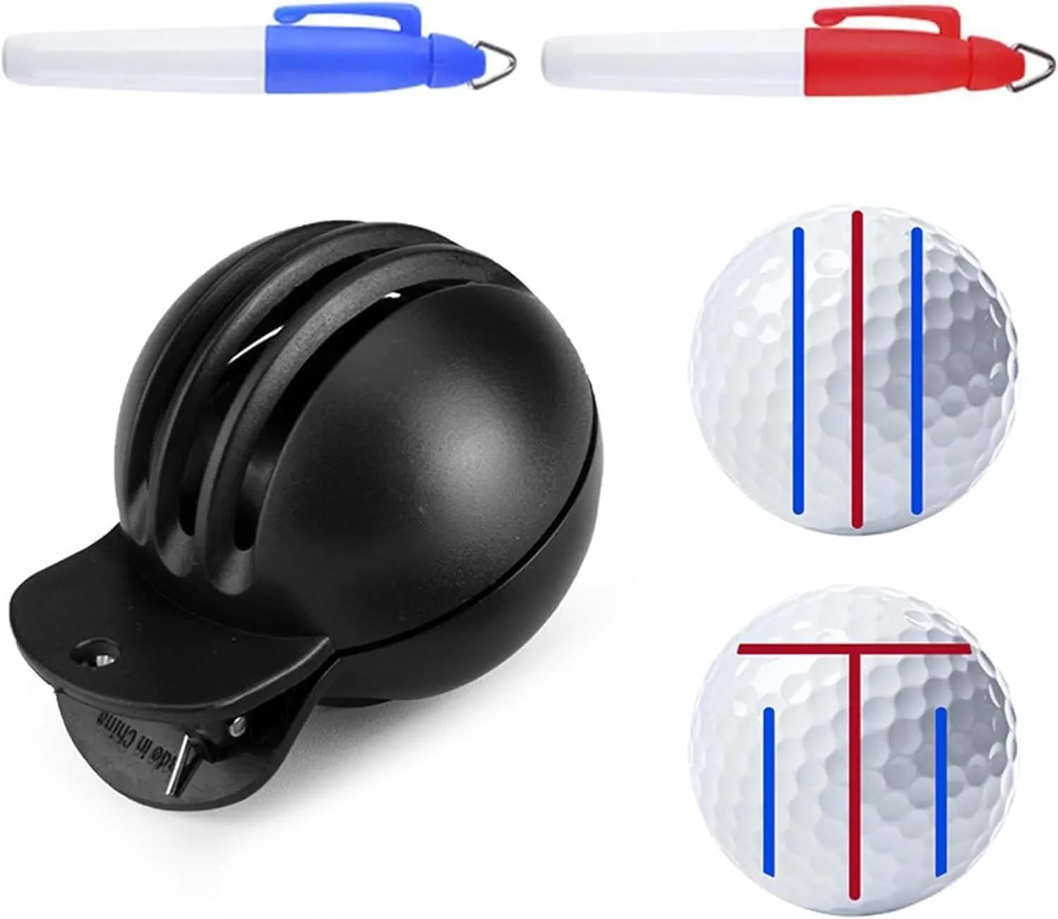 Fade-Resistant Golf Ball Liner, Advanced Design Ball Marking Tool | 1 Alignment Tool with 2 Golf Ball Stamp Markers, Golf Ball