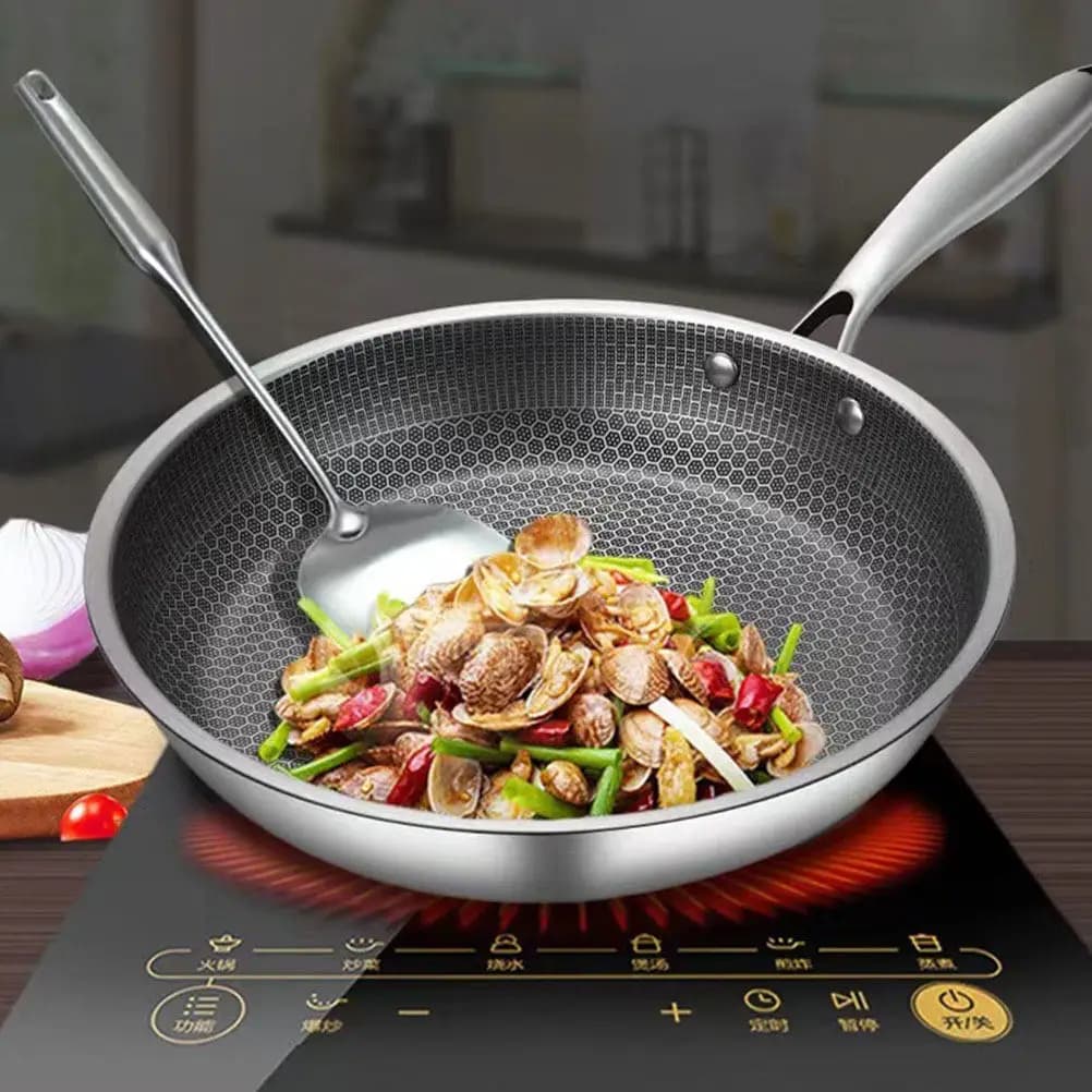 Small Stainless Steel Skillet Honeycomb Frying Pan Ergonomic Handle Nonstick Egg Frying Pan Kitchen Cookware Kitchen Cookware