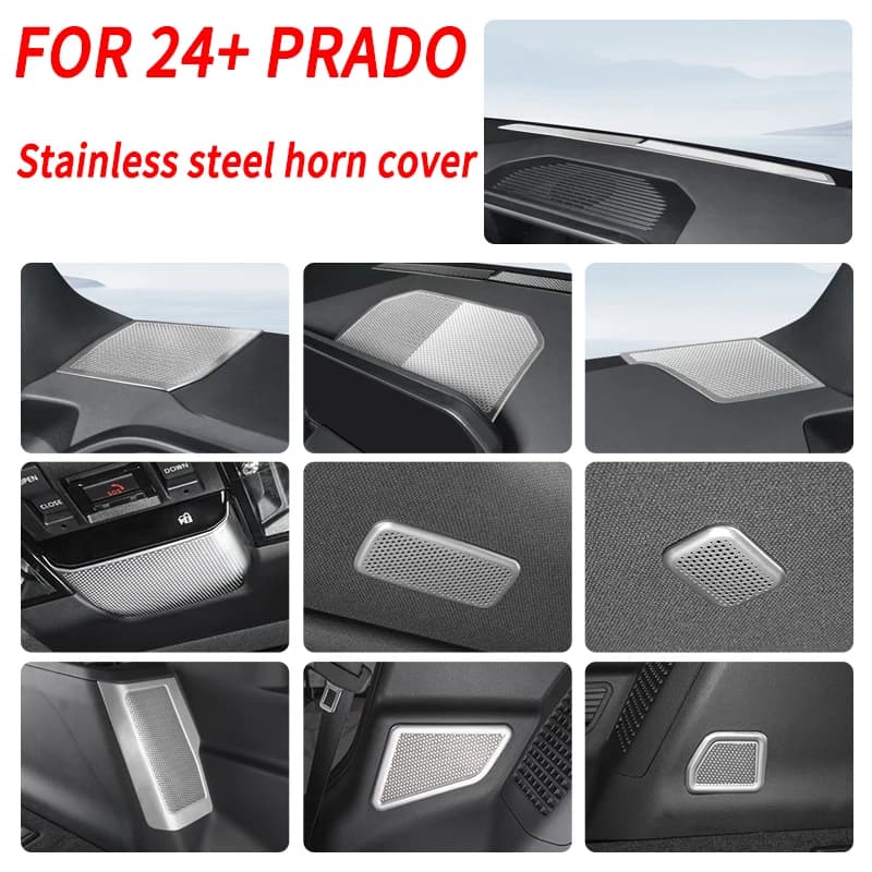 Per Toyota Land Cruiser Prado LC250 2025: Decorazione per bocchette d'aria laterali del cruscotto, copertura per clacson, protezione per altoparlanti, accessorio auto
