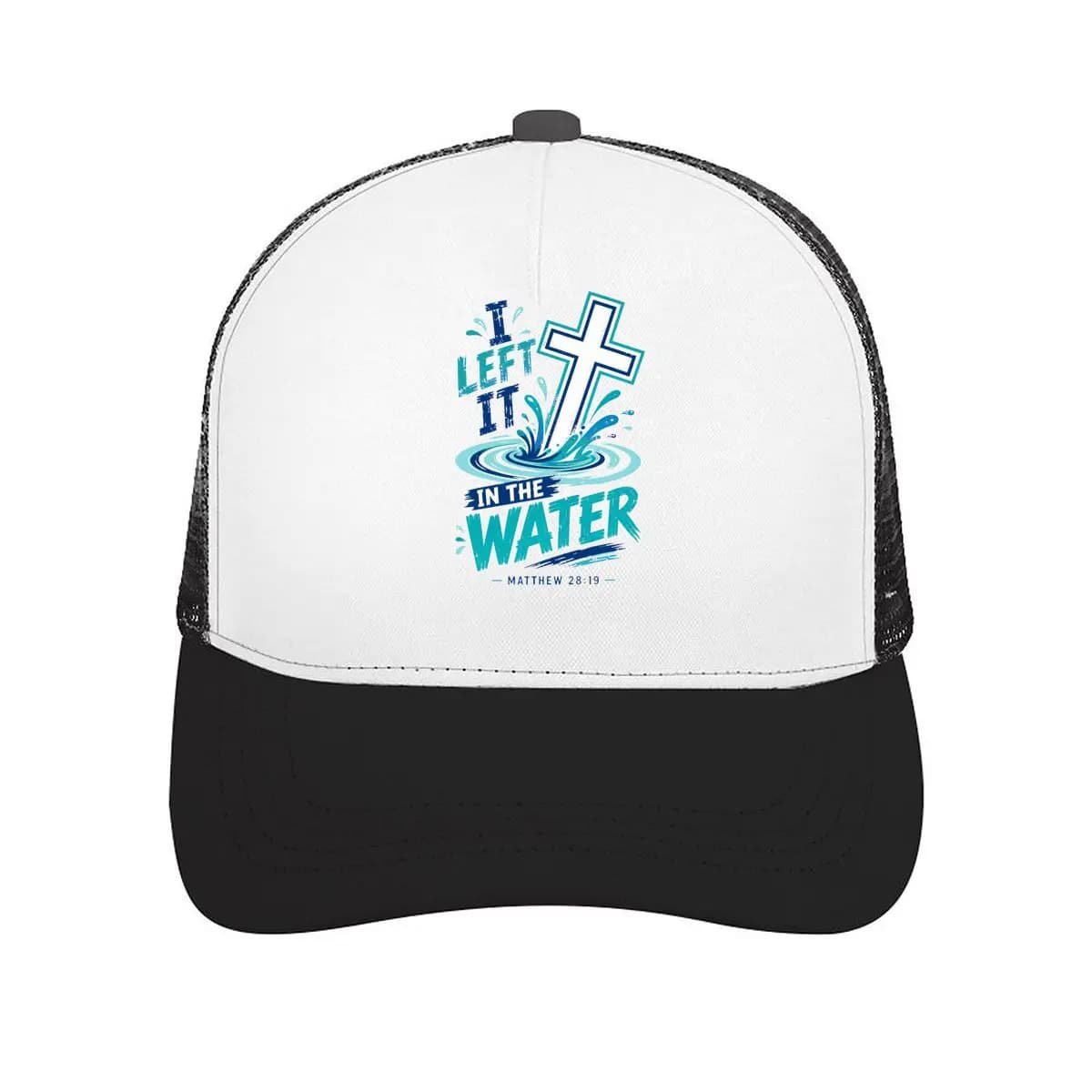 Matthew 28 19 Baptism Water Cross Mesh Baseball Cap Casual Hat Outdoor For Womens Unisex Female