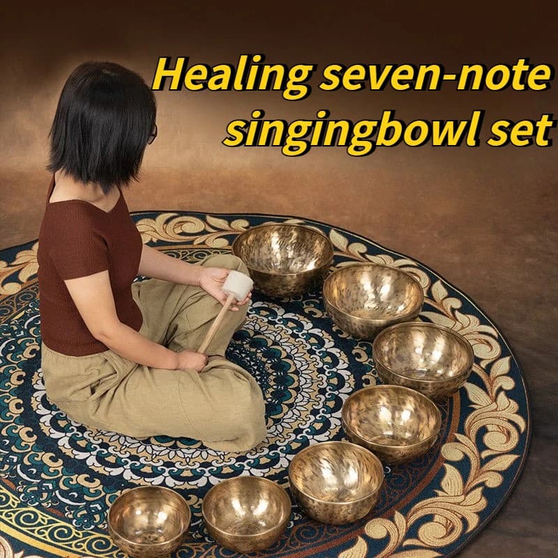 Nepalese Seven-tone Singing Bowl Copper Handcrafted Meditation Healing Full Moon Singing Bowls Musical Instruments Percussion