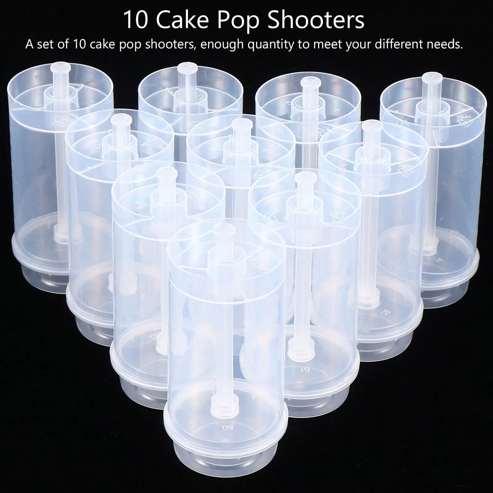 Set di 10 Tubi per Torte Push-Up in Plastica con Supporto per Feste, Compleanni e Tea Time