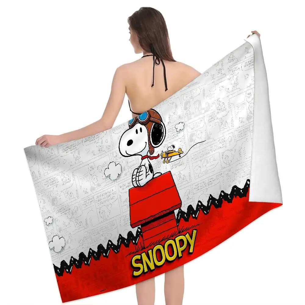 Simpatico asciugamano da bagno per cani S-Snoopy in microfibra, morbido, assorbente, traspirante, per bambine, asciugamano da spiaggia decorativo con cartoni animati