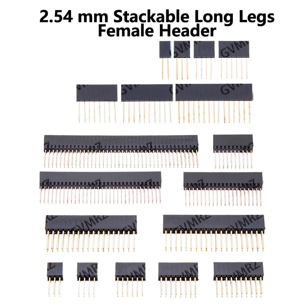 Connettore Femmina Impilabile a Gambe Lunghe da 2/3/4/6/8/10/15 Pin, 2x10P, 1x10P, 2.54 mm per Arduino Shield, 1x8P, 1x9P, 2x4P, 2x6P